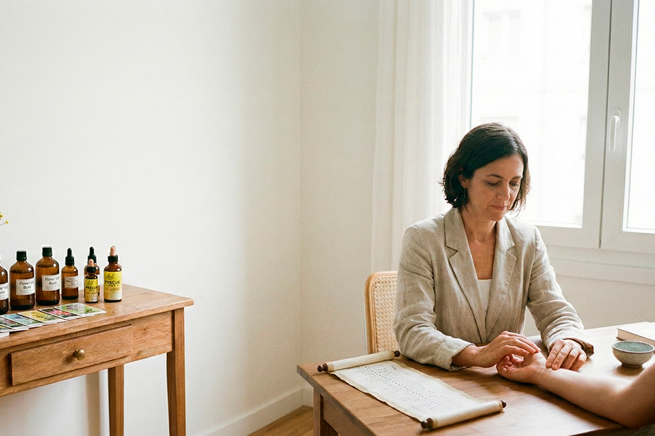 Man lying down in a clinic and having an acupuncture treatment on his ear